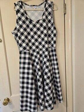 Lularoe Nicki 3x Black & White Check Fit-and-Flare Dress